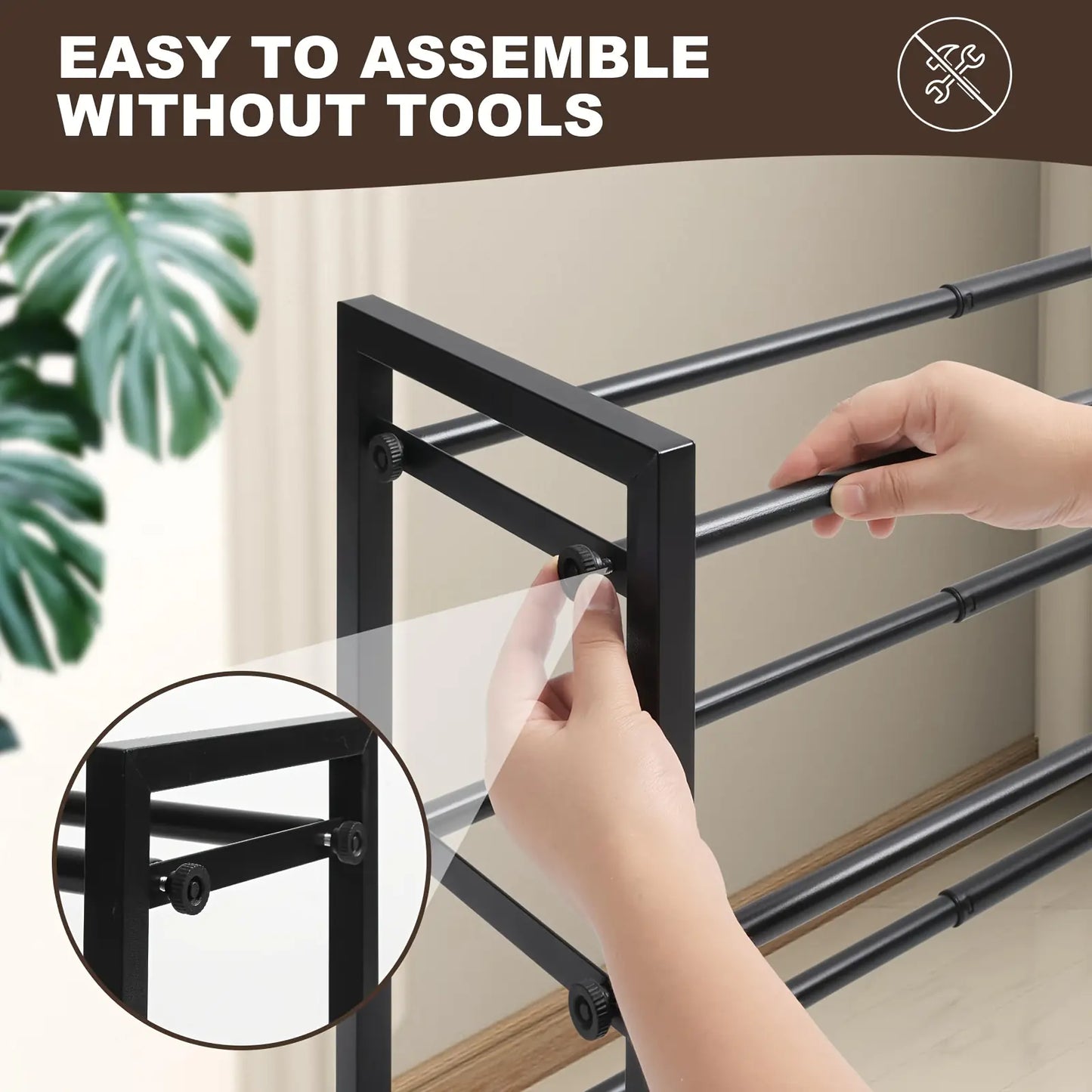 Expandable 3-Tier Metal Shoe Rack