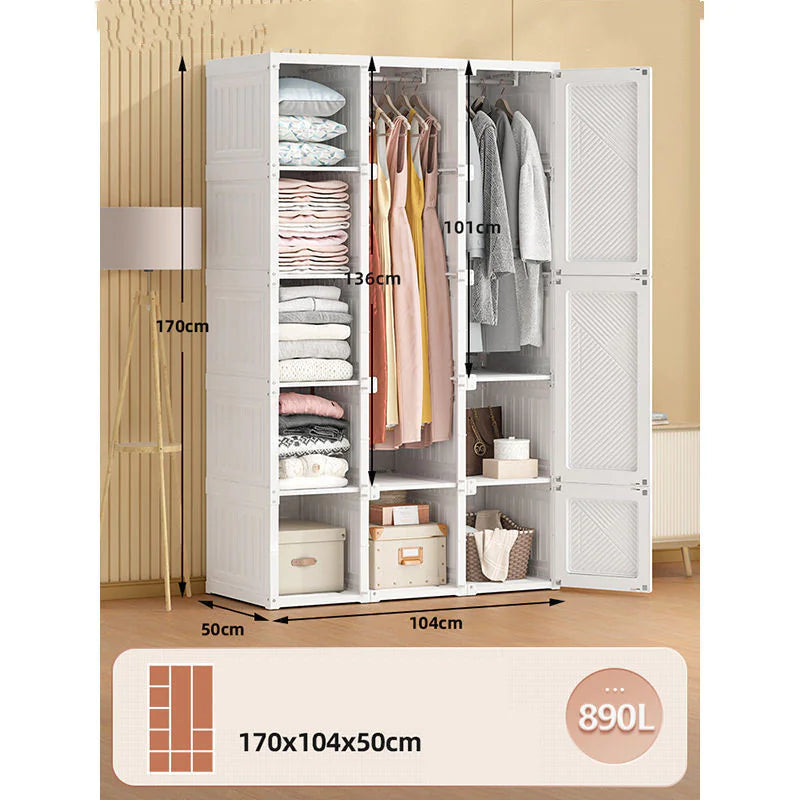 Sturdy No-Assembly Wardrobe: Thickened, Durable Design